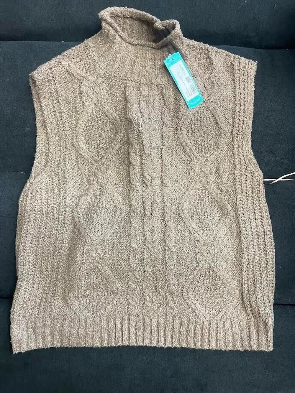 Pinque Mock Neck Sweater Vest Brown Size Large